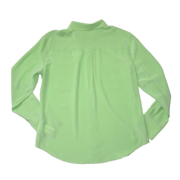 NWT Equipment Slim Signature in Pistachio Green Silk Button Down Shirt L $250 - Picture 6 of 9